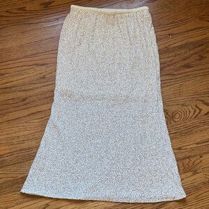 Chicwish Cream Sequin Maxi Skirt with Elastic Waist